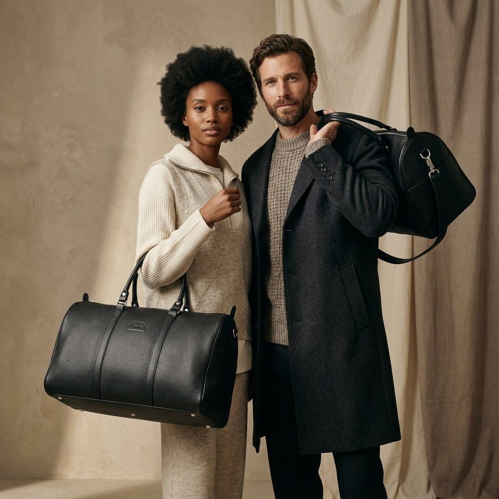 Leder – Reisetasche 20L – Schwarz – Produktansicht 2