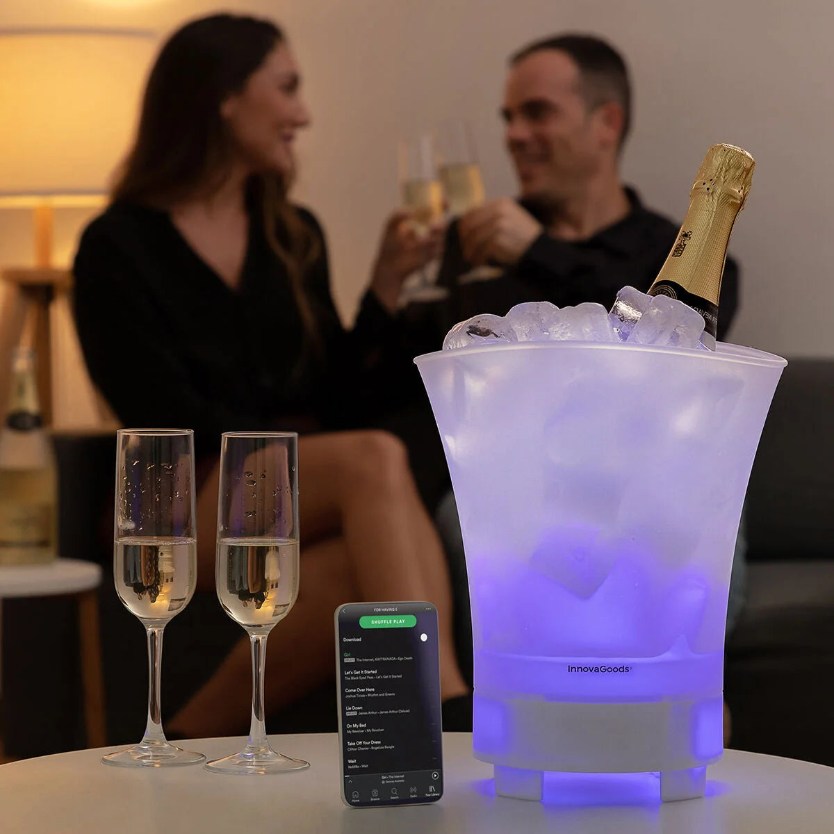 Sonice LED-Eiskübel mit Flasche und violettem Licht