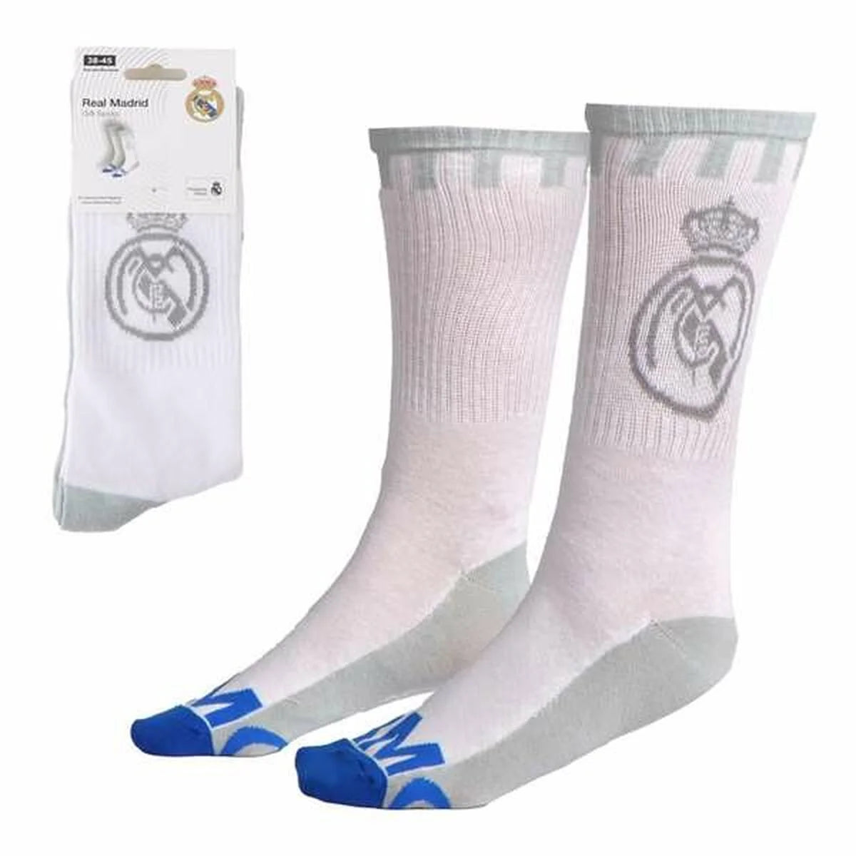 Verpackte Real Madrid Crew-Socken in Weiß mit Vereinswappen