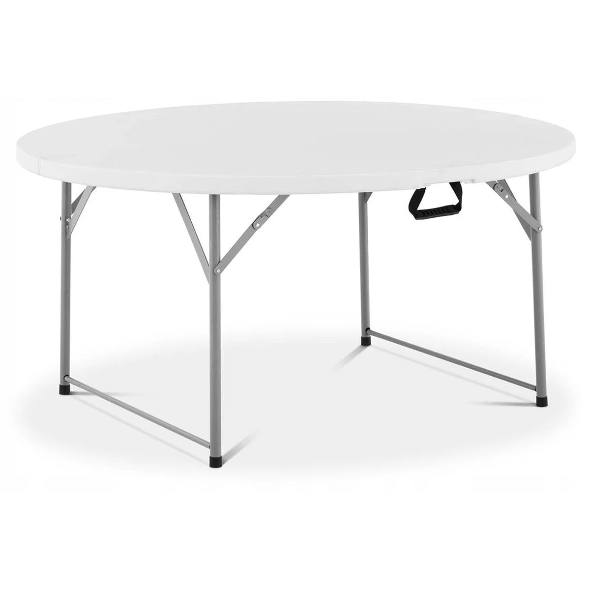 Runder weißer Marbueno 10530 Campingtisch mit ausgeklapptem Gestell
