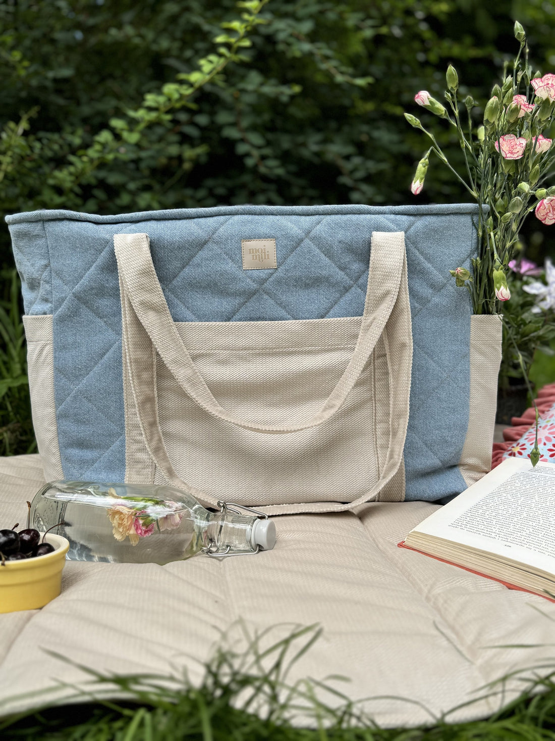 Mom- & Weekender-Tasche – Jeansblau – Detailansicht 3