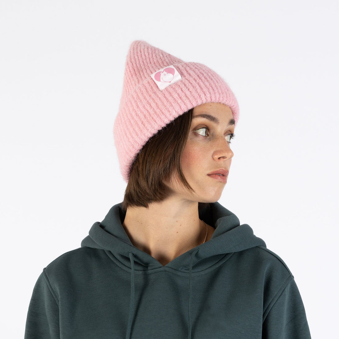 Grobstrick – Beanie Moomintroll Fluffy – Rosa – Detailansicht 1