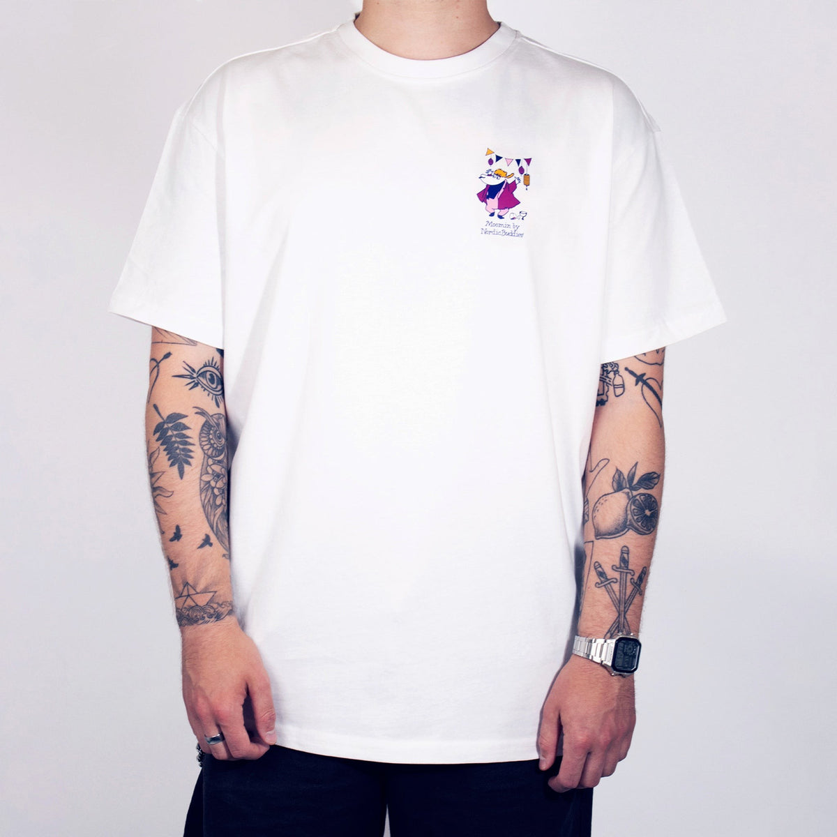Schweres Unisex-T-Shirt Moomin Party – Weiß – Produktansicht 4