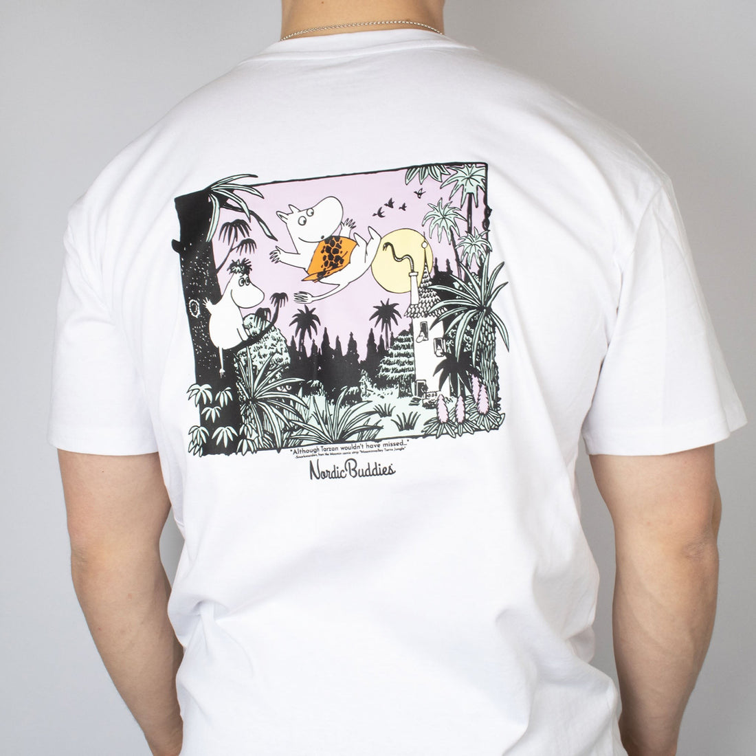 Schweres Unisex-T-Shirt Moomintroll Jungle – Weiß – Detailansicht 3