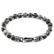 Nachi Silberarmband mit Steinperlen – Grauer Jaspis