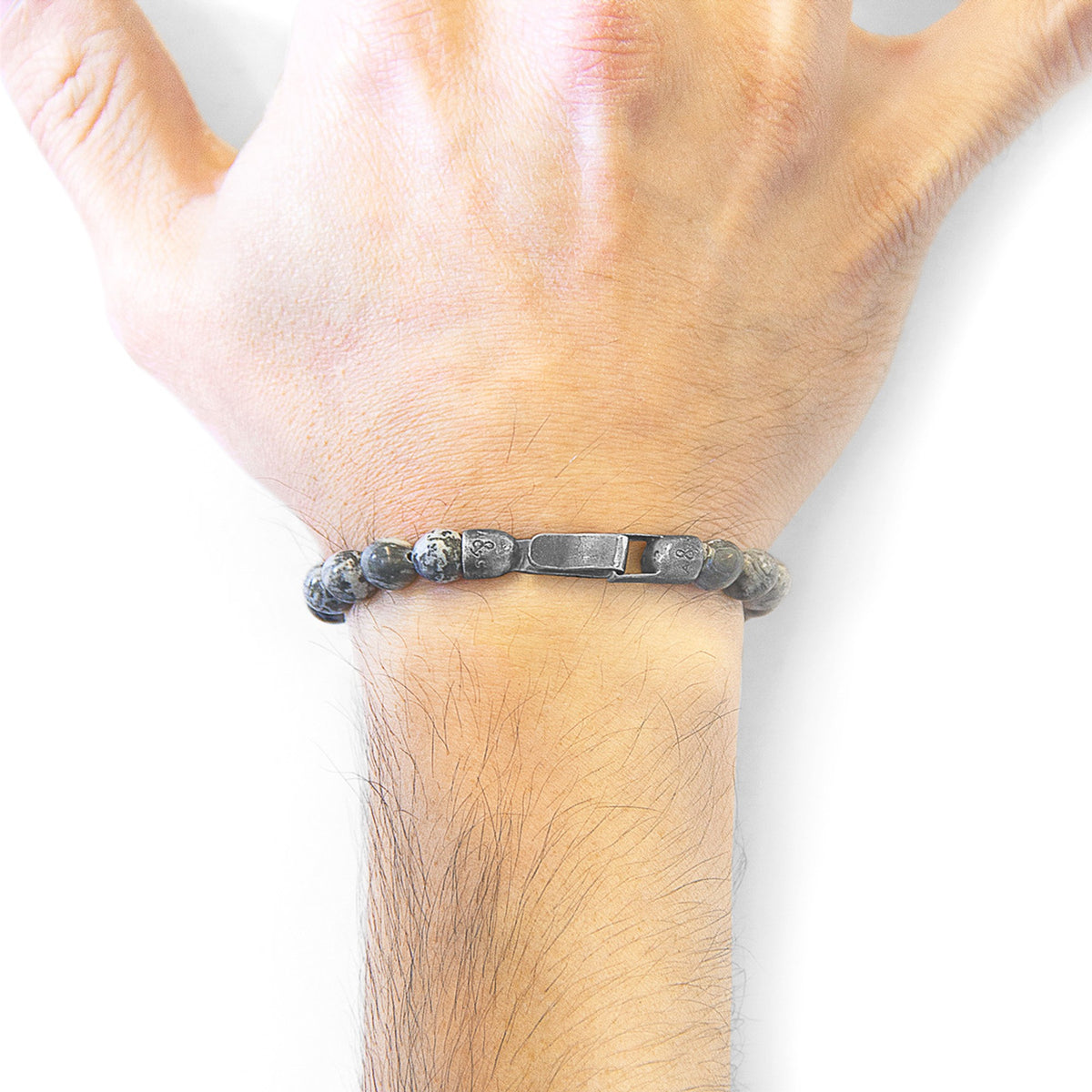 Nachi Silberarmband mit Steinperlen – Grauer Jaspis – Produktansicht 3