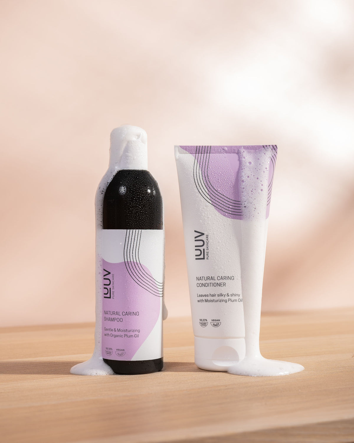 Natürliches Shampoo- und Conditioner-Set mit Pflaumenöl
