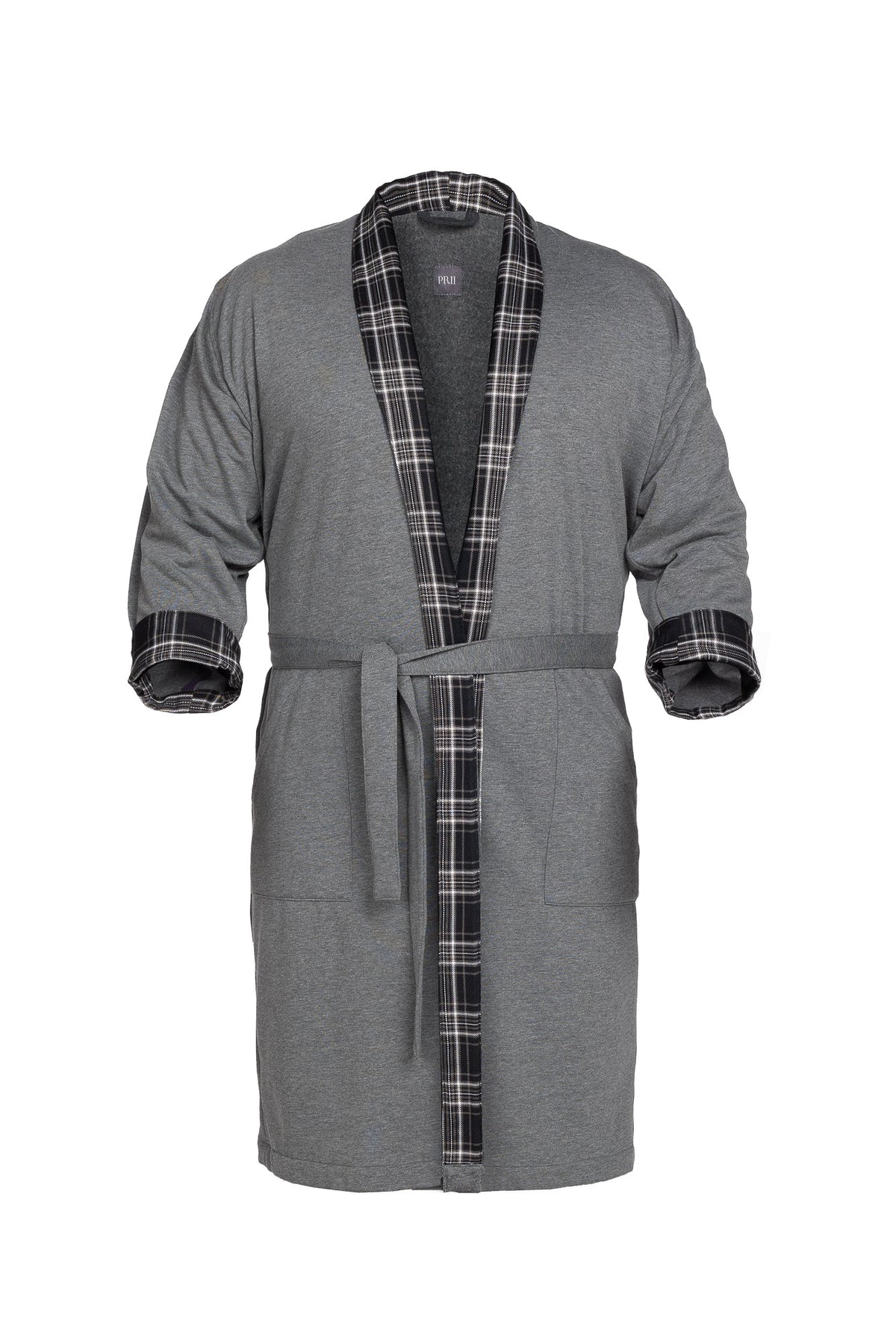 Grau 3 / 4 Ärmel Flannel – Collared Robe – Produktansicht 2