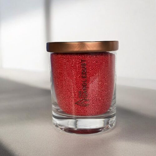 Duftfreie Pulverkerze im Glas – Rot 160 g – Produktansicht 2