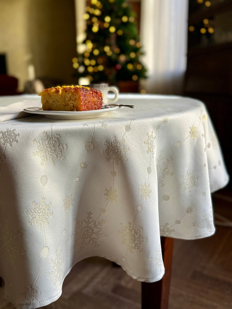 Runde Tischdecke – Golden Snowfall