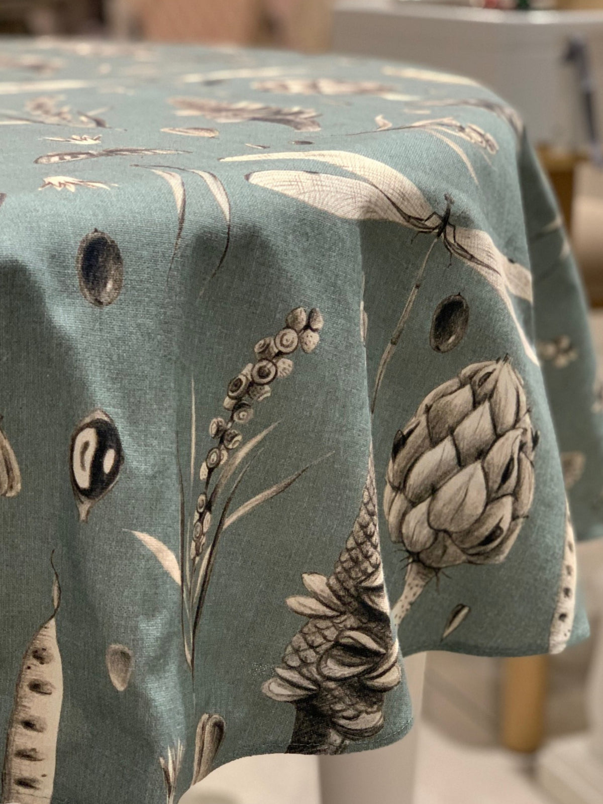 Runde Tischdecke – Seeds Aqua – Produktansicht 4