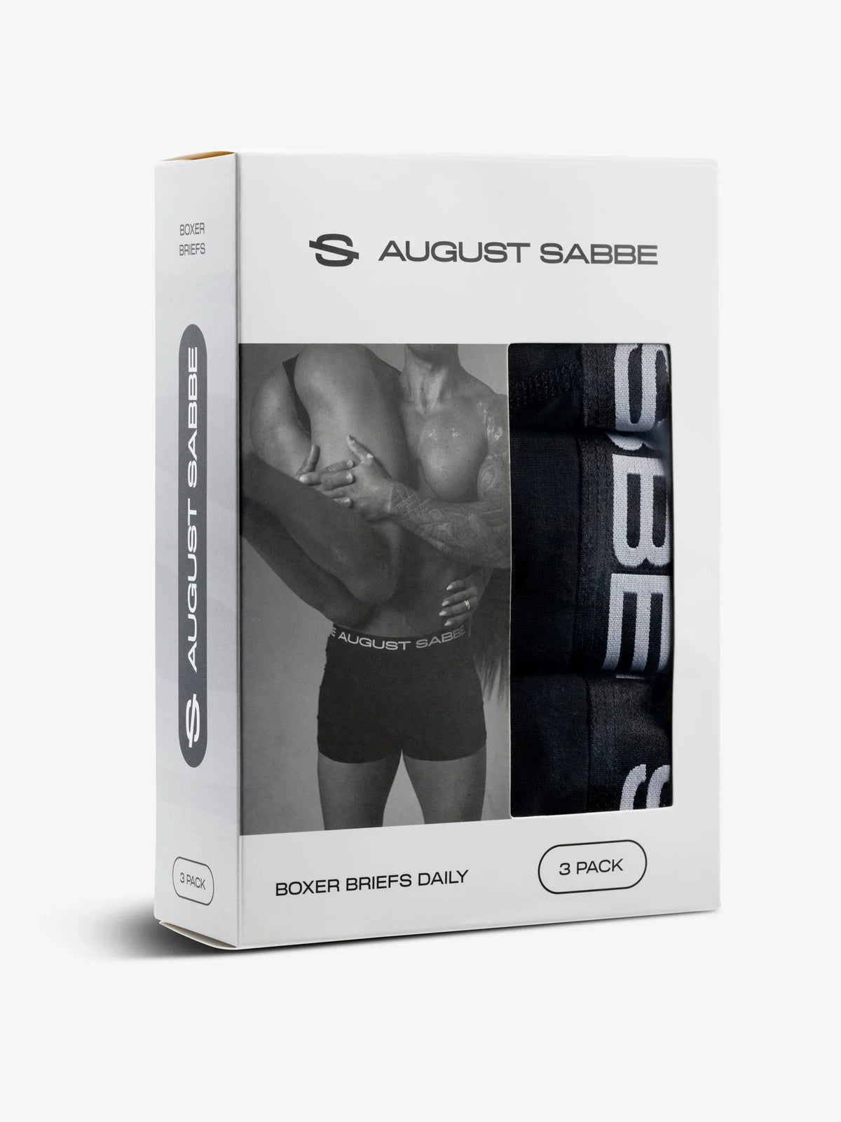 August Sabbe Daily Boxershorts Schwarz 3er-Pack – Produktansicht 2