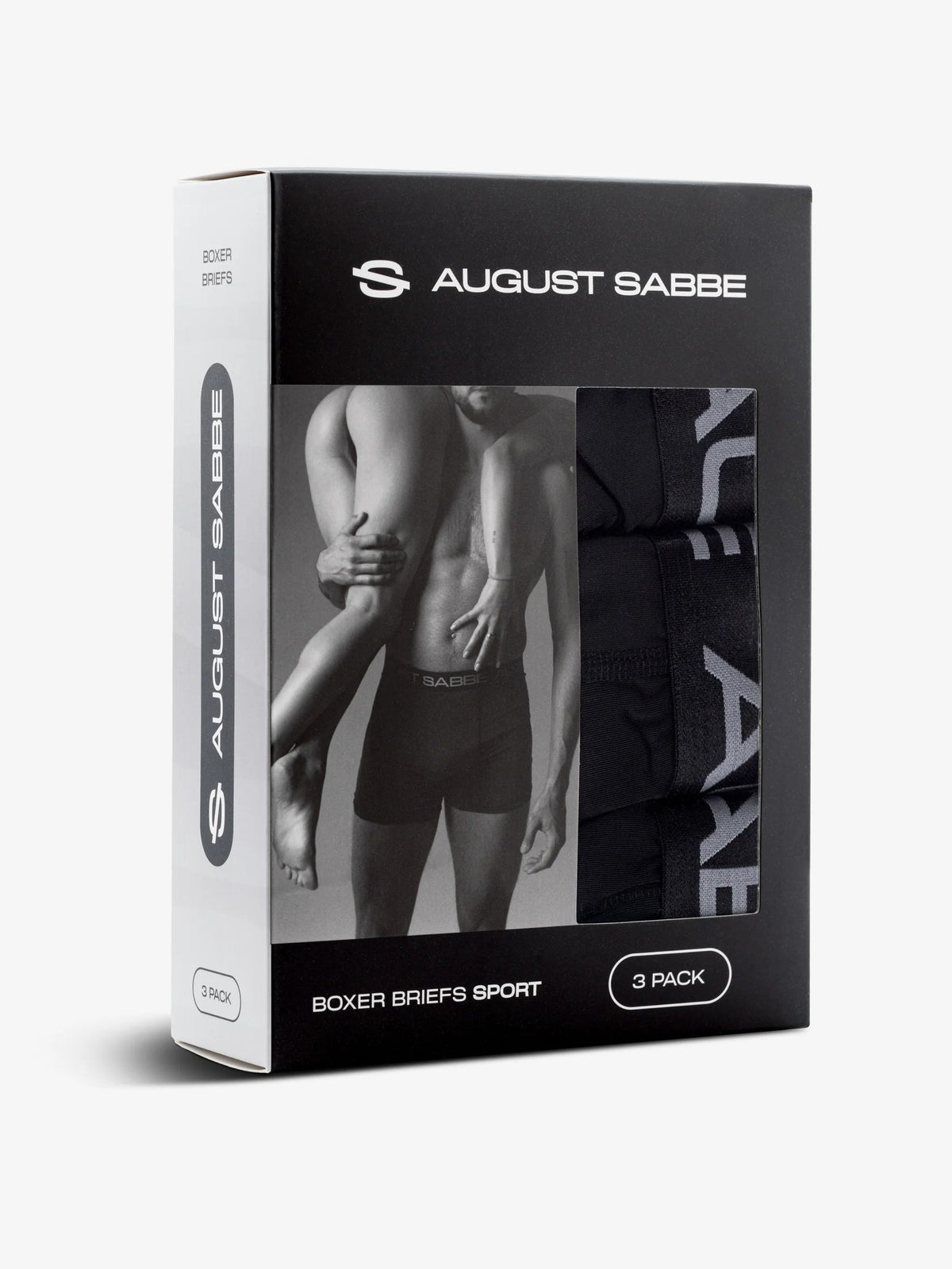 August Sabbe Sport Performance Boxershorts Schwarz 3er-Pack – Produktansicht 2
