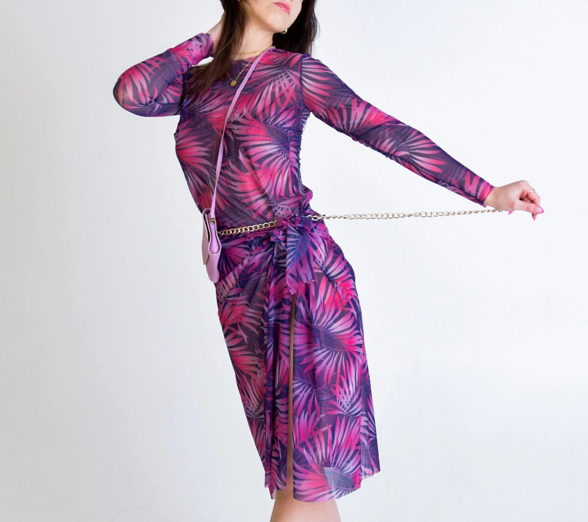 Durchbräunendes Langarmshirt – Rosa Tropica – Produktansicht 3