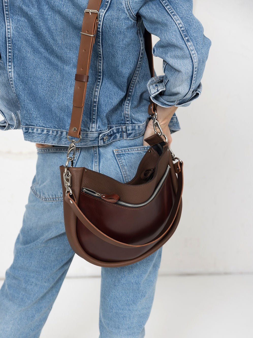 Lederhandtasche STELLA – Braun & Cognac – Produktansicht 3