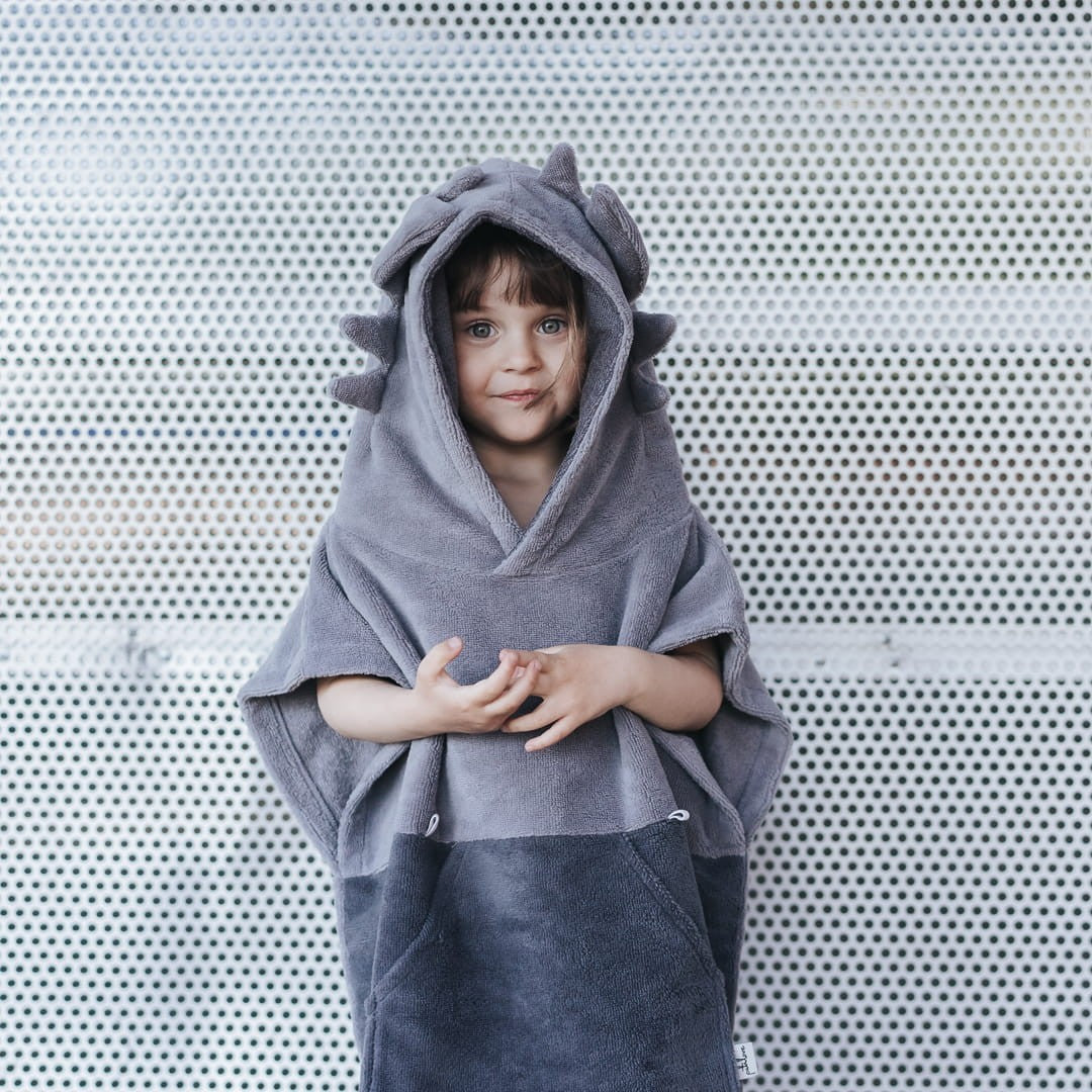 Surfdragon Kinder-Badeponcho – Grau