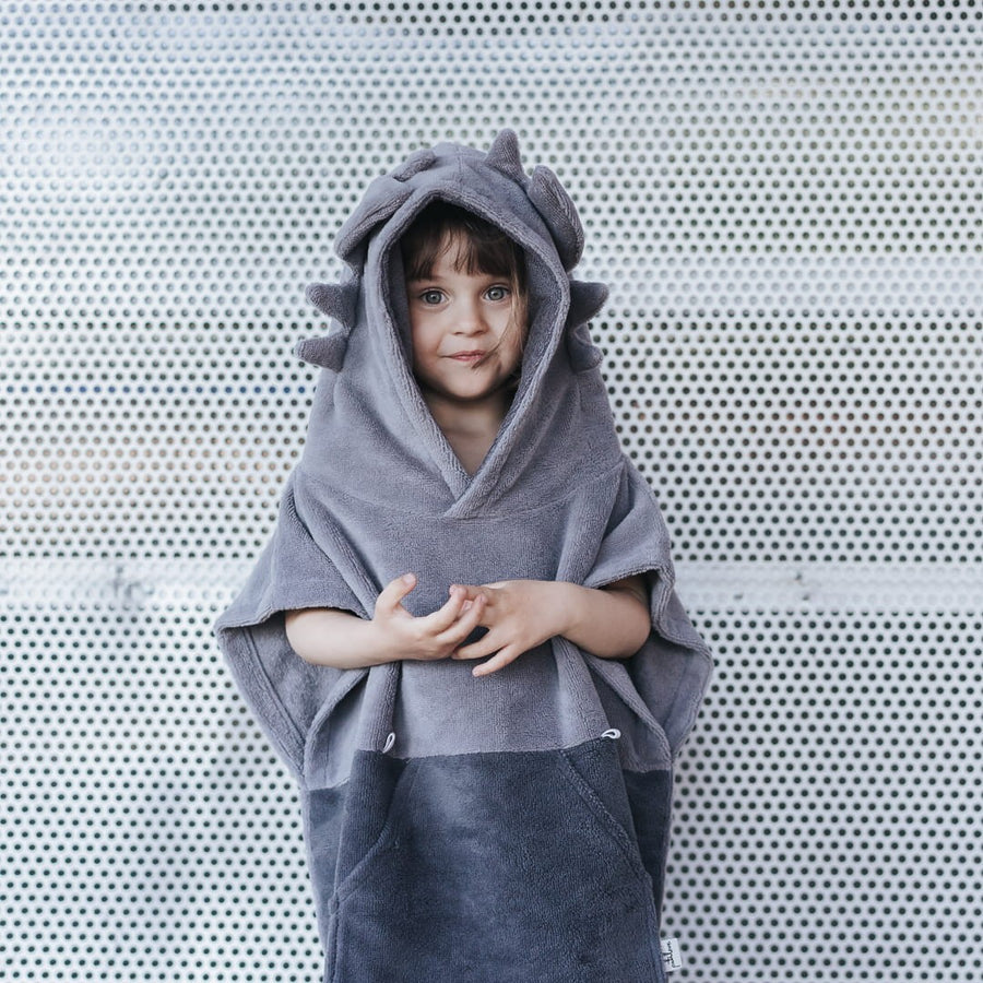 Surfdragon Kinder-Badeponcho – Grau