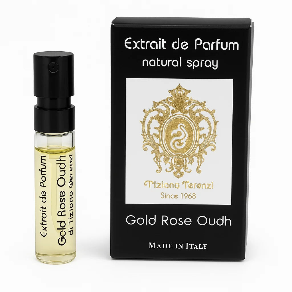Tiziana Terenzi Gold Rose Oudh Parfumprobe mit Verpackung