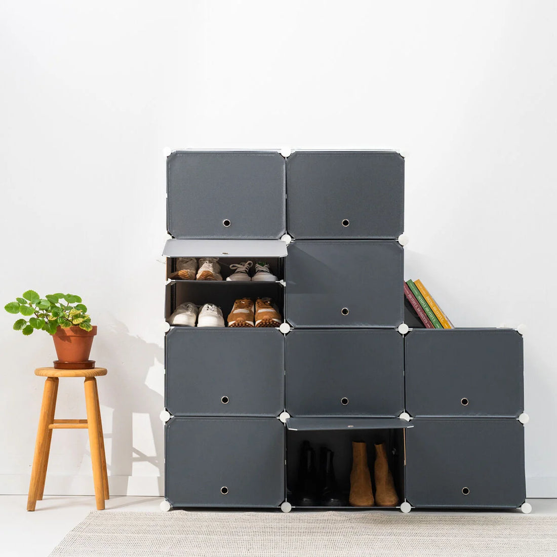 Modulares Schuhregal Grau – Detailansicht 1