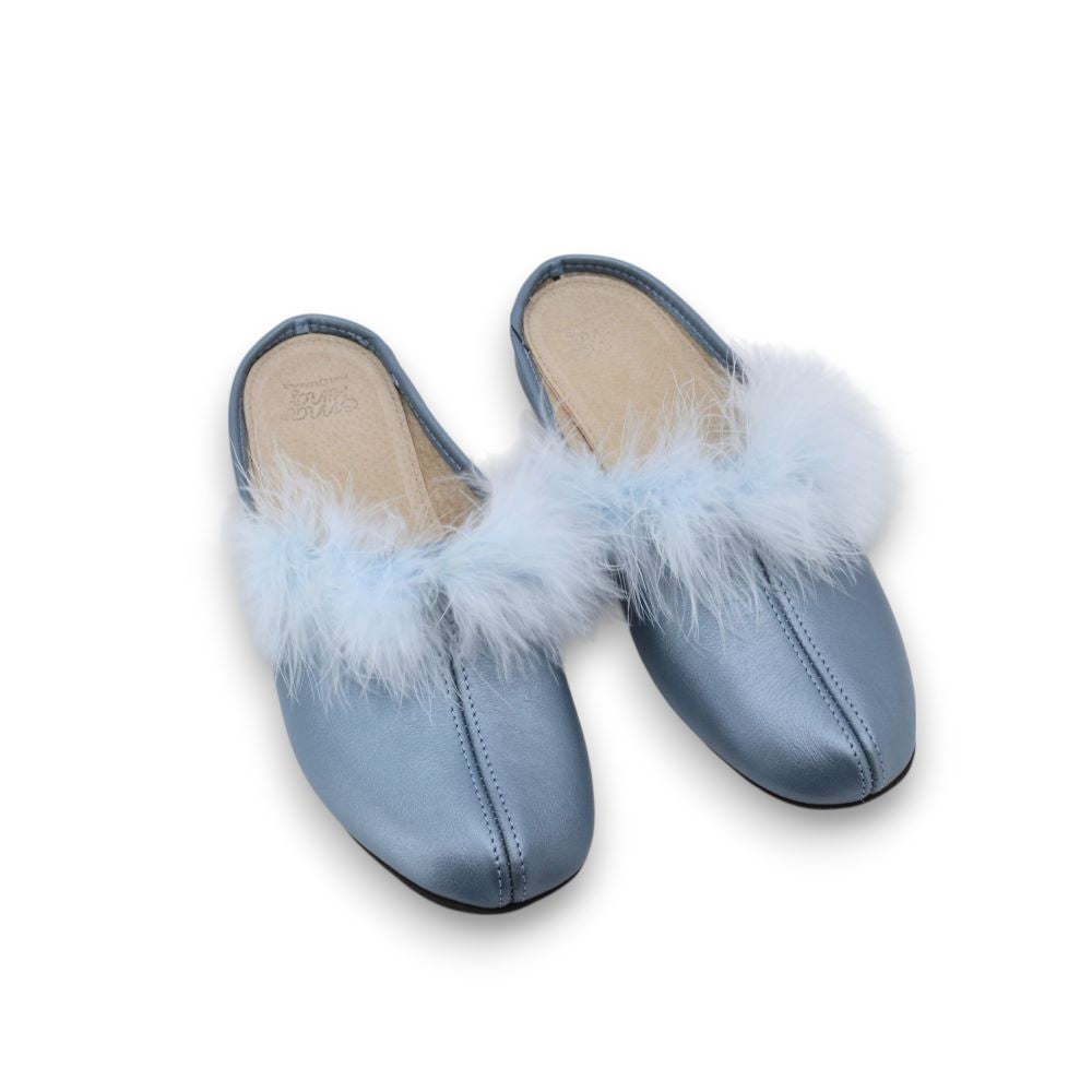 Trinity Leder Damen Hausschuhe – Hellblau – Produktansicht 2
