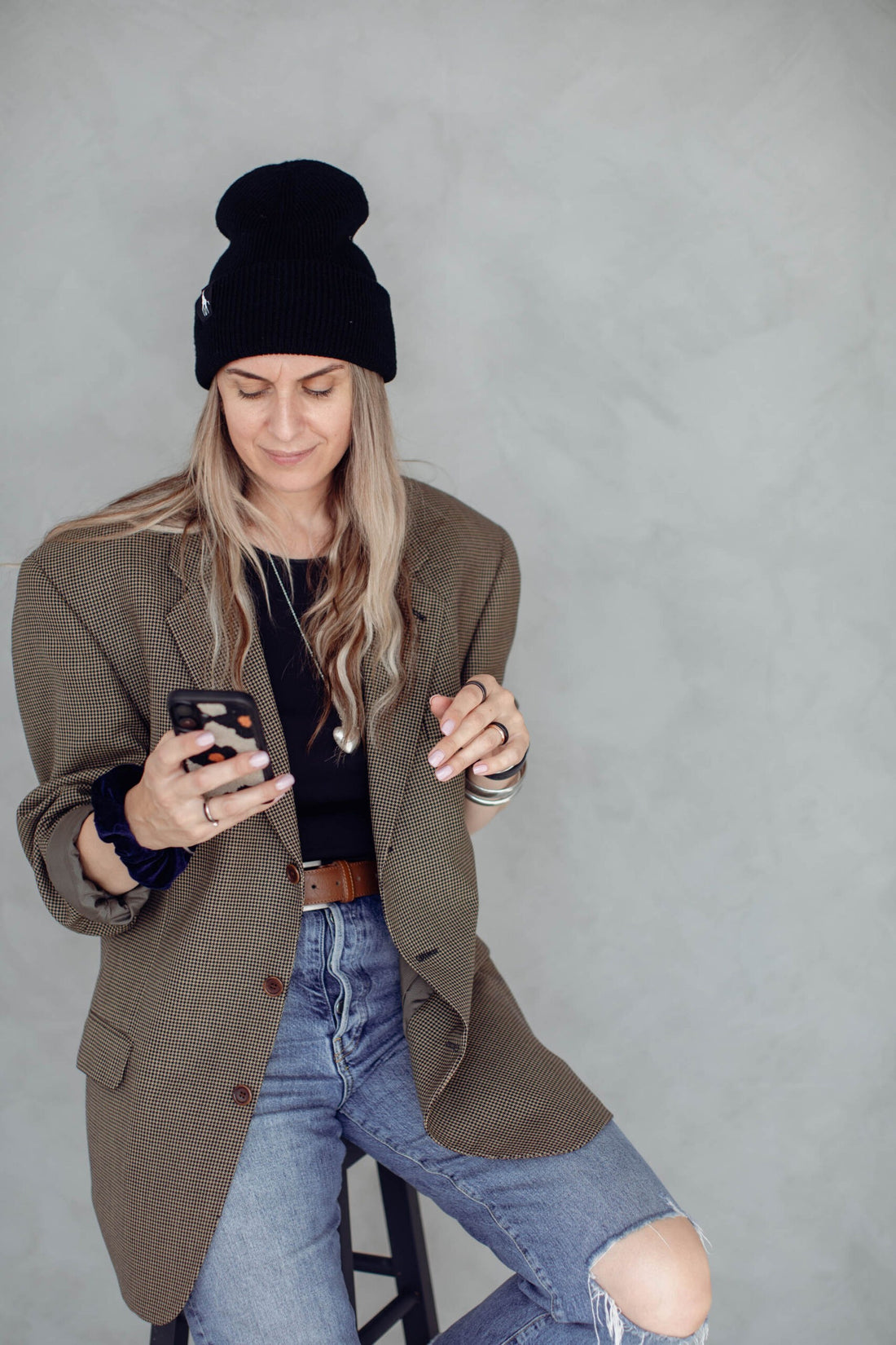 Extraweiche Beanie mit Giraffen-Label – Detailansicht 2
