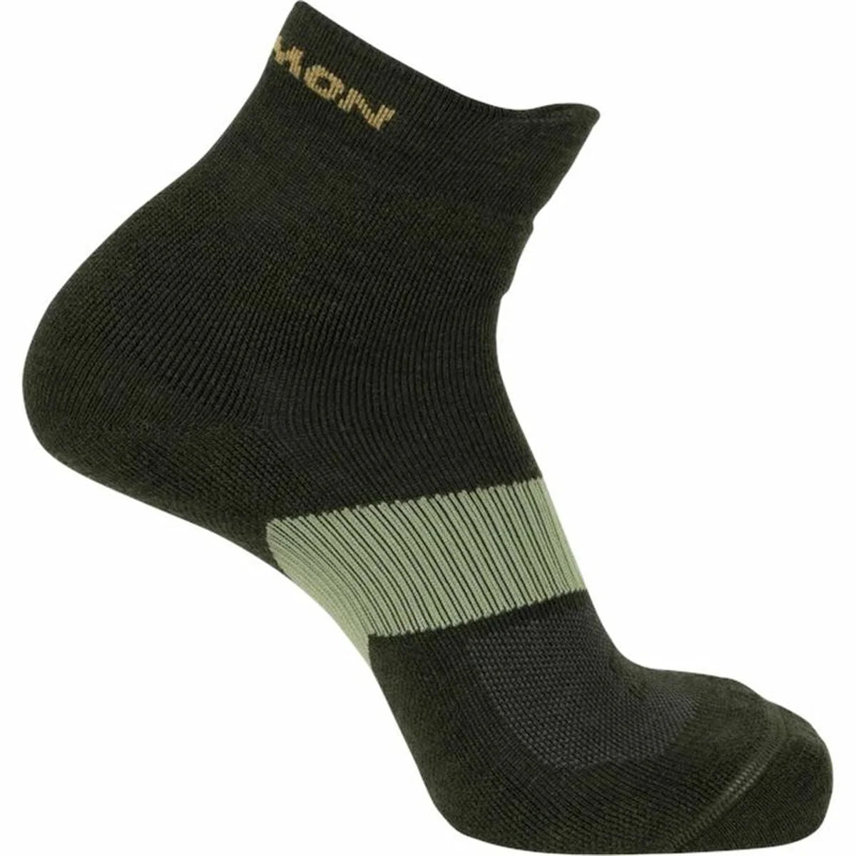 Grüne Salomon X Ultra Quarter Sportsocke in Seitenansicht