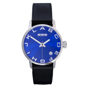 666 Barcelona 666-274 Unisex-Uhr mit blauem Zifferblatt und schwarzem Lederarmband
