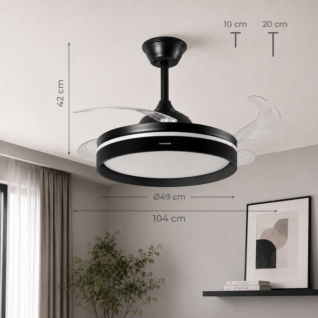 Deckenventilator mit LED und Fernbedienung – Detailansicht 1
