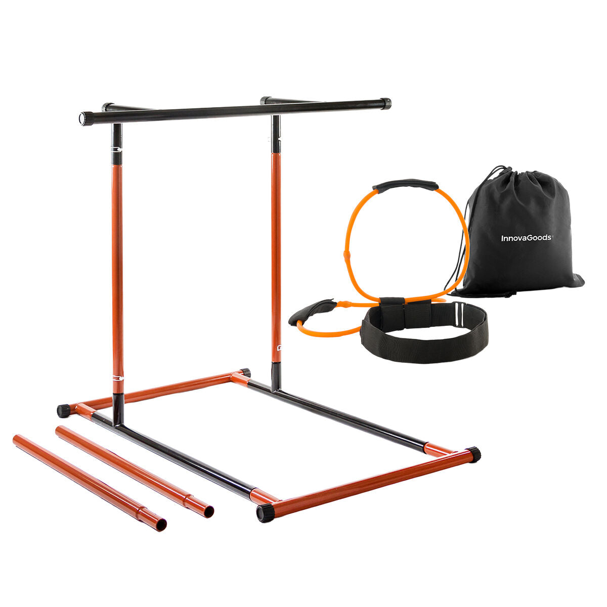 Pack Klimmzug- und Fitnessstation mit Übungsanleitungen und Gürtel mit Widerstandsbändern für die Gesäßmuskulatur mit Übungsanle