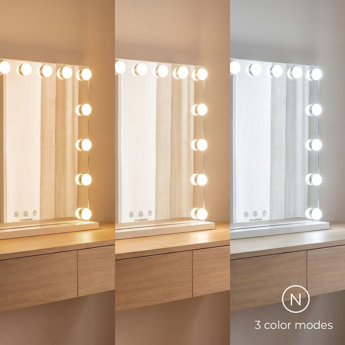 Schminkspiegel mit LED Hollywood Glimma Deluxe  15 Glühbirnen – Produktansicht 4
