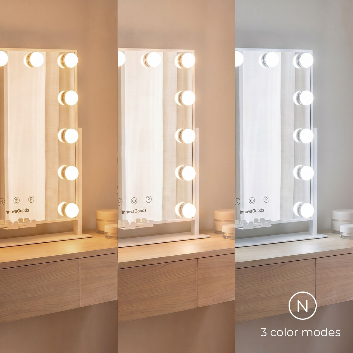 Neigbarer LED-Schminkspiegel Hollywood Glarisse  12 Glühbirnen – Produktansicht 3