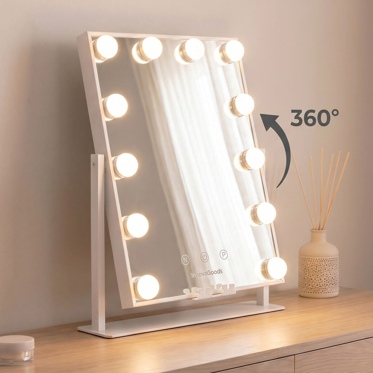 Neigbarer LED-Schminkspiegel Hollywood Glarisse  12 Glühbirnen – Produktansicht 5