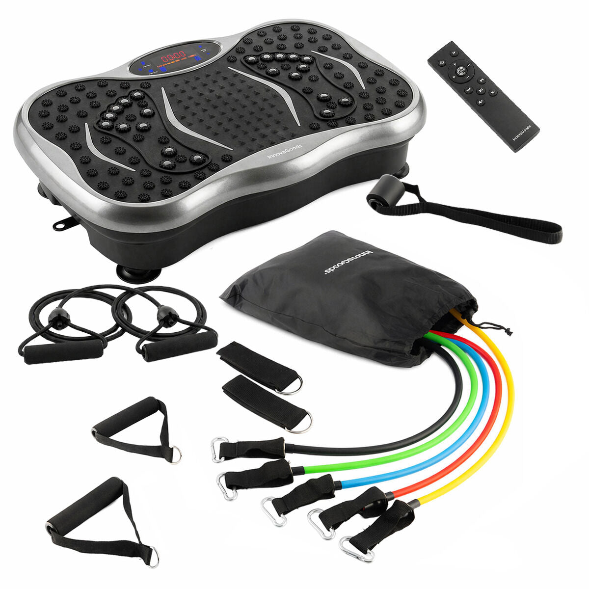 Vibrationsplatte mit fünf Widerstandsbändern – Vivflow Vibrationsplatte & Rebainer Trainingsbänder