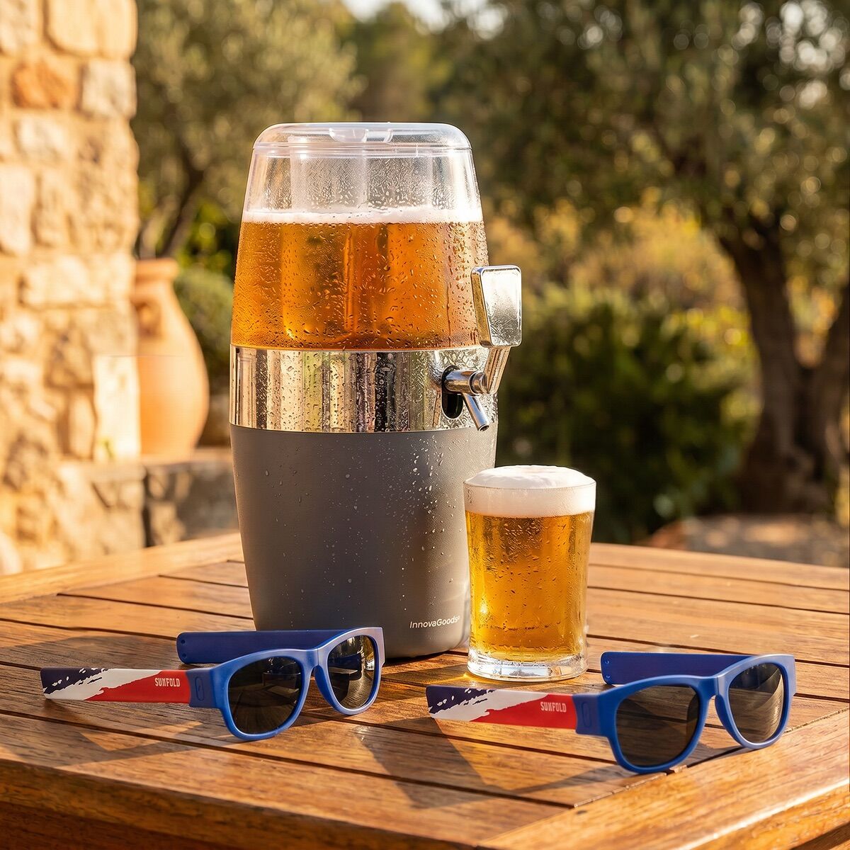 Set Bierspender mit Kühlung  und 2 rollbare Sonnenbrillen Sunfold France – Produktansicht 3