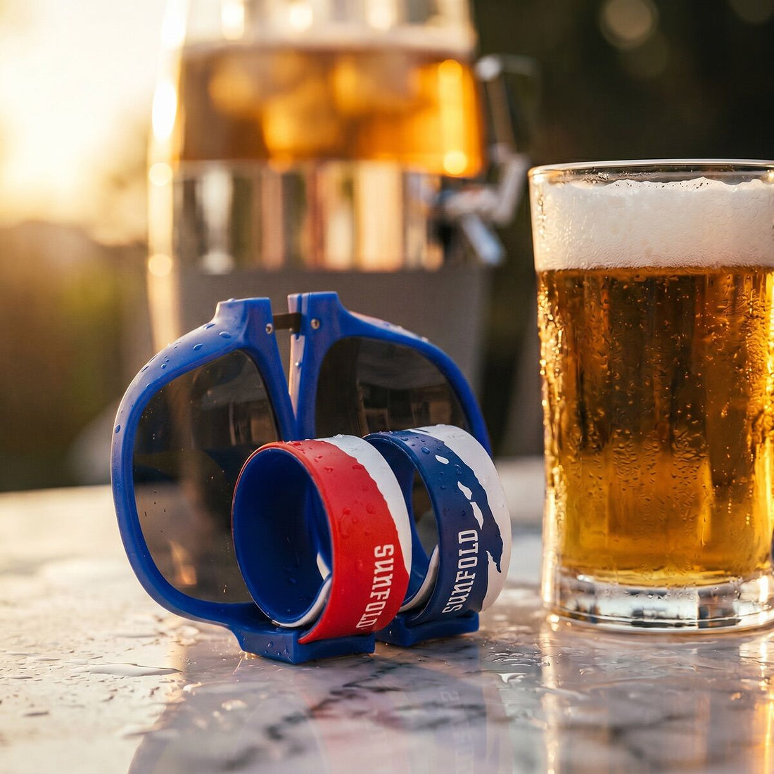 Set Bierspender mit Kühlung  und 2 rollbare Sonnenbrillen Sunfold France – Detailansicht 4