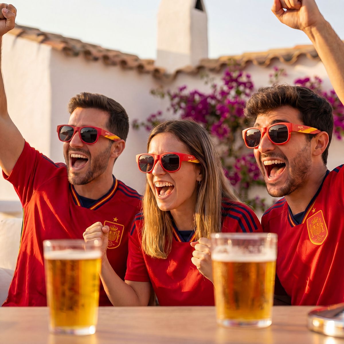 Set Bierkühler-Spender  und 2 Roll-Sonnenbrillen Sunfold Spain Red – Produktansicht 4