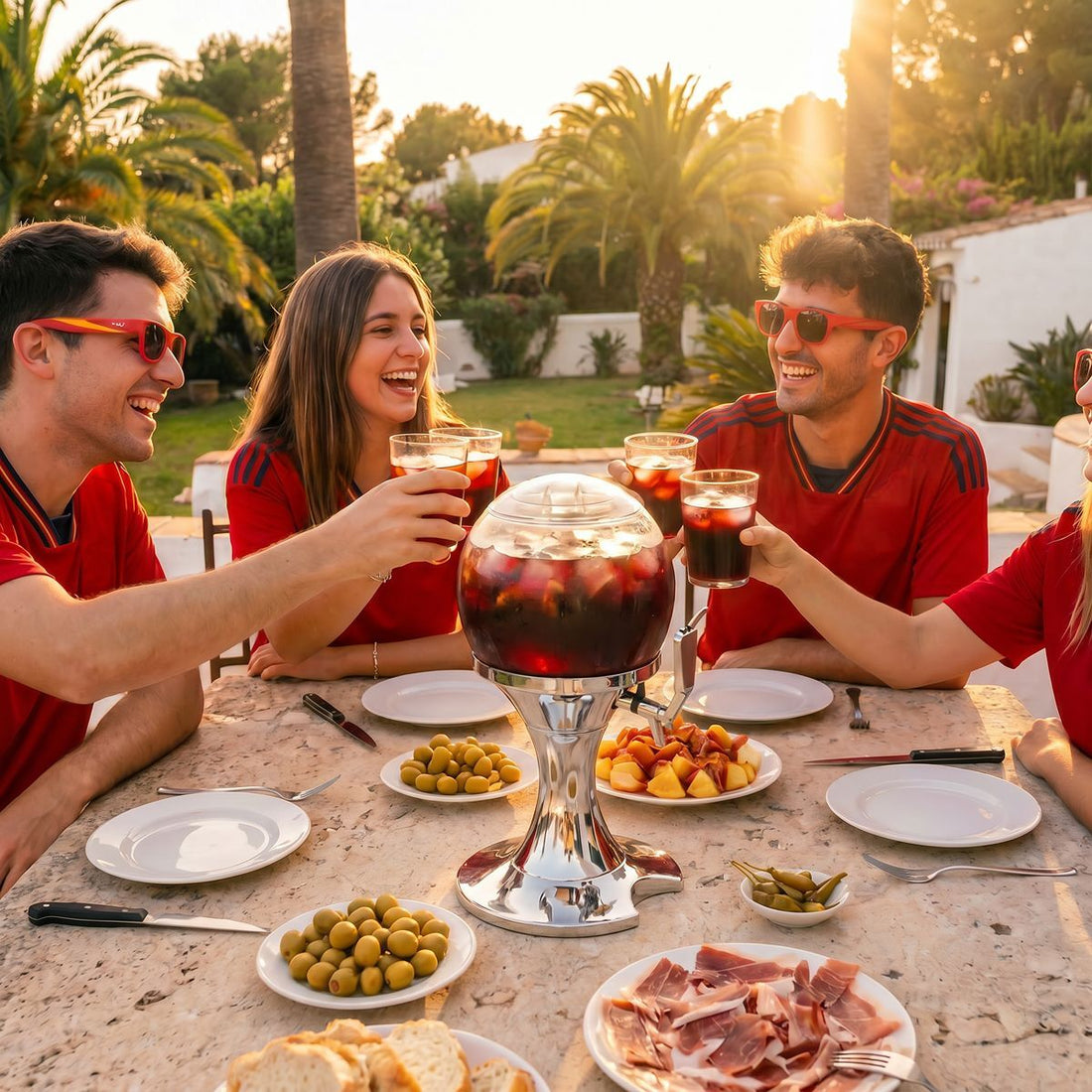 Set Bierkühler-Spender  und 2 Roll-Sonnenbrillen Sunfold Spain Red – Detailansicht 5