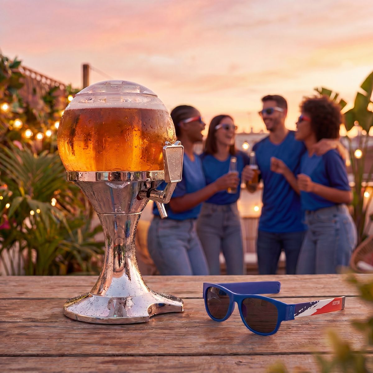 Pack Bierkühler-Spender  und 2 faltbare Sonnenbrillen Sunfold France – Produktansicht 2