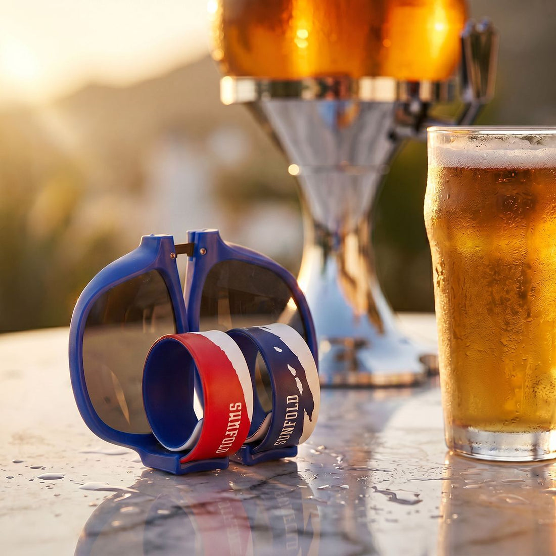 Pack Bierkühler-Spender  und 2 faltbare Sonnenbrillen Sunfold France – Detailansicht 4