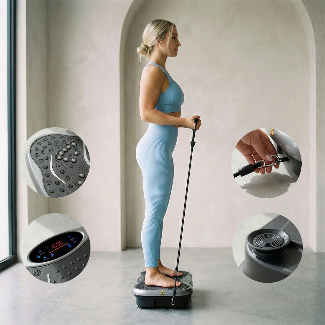 Vivflow Vibrationsplattform mit Bändern und Fernbedienung – Detailansicht 1