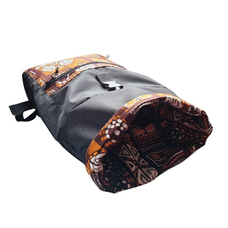 Wasserdichter Rolltop-Rucksack – Orange-Muster – Produktansicht 5