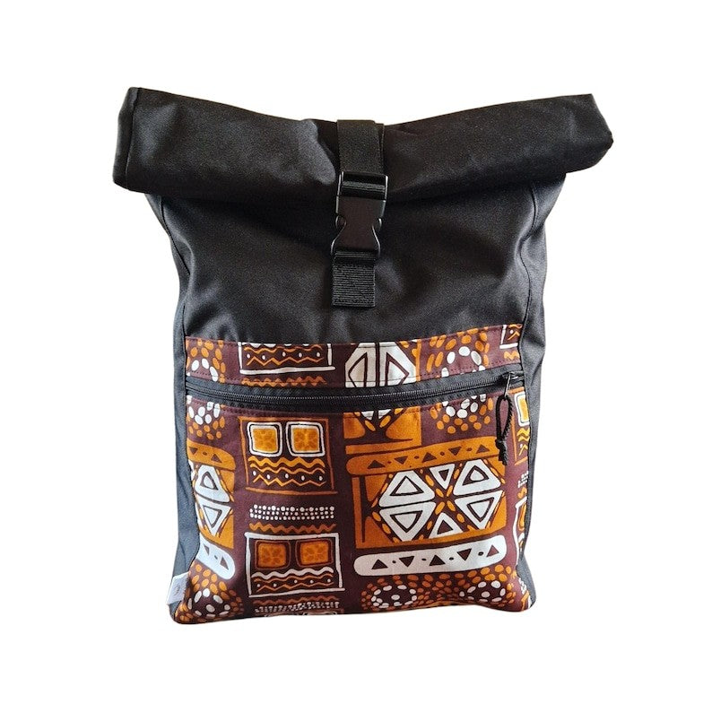 Wasserdichter Rolltop-Rucksack – Orange-Muster