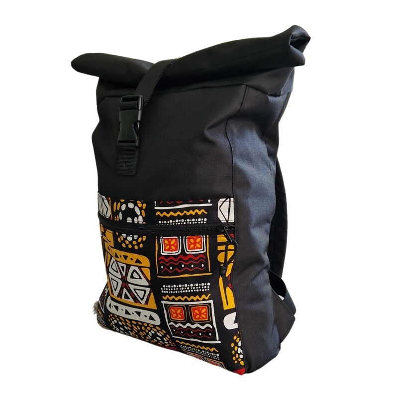 Wasserdichter Rolltop-Rucksack – Gelbes Muster – Produktansicht 5