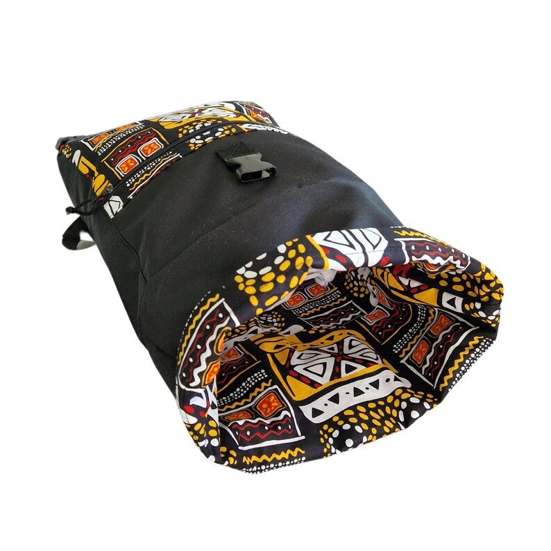 Wasserdichter Rolltop-Rucksack – Gelbes Muster – Detailansicht 1