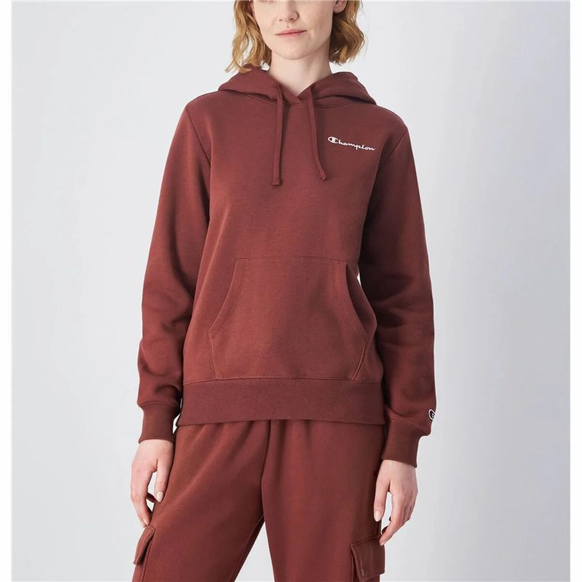 Champion Damen-Hoodie Braun mit Logo – Produktansicht 2